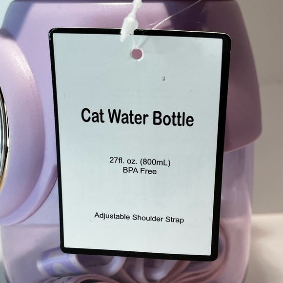 Cute Purple Water Bottle with Cat Design - Picture 2 of 10